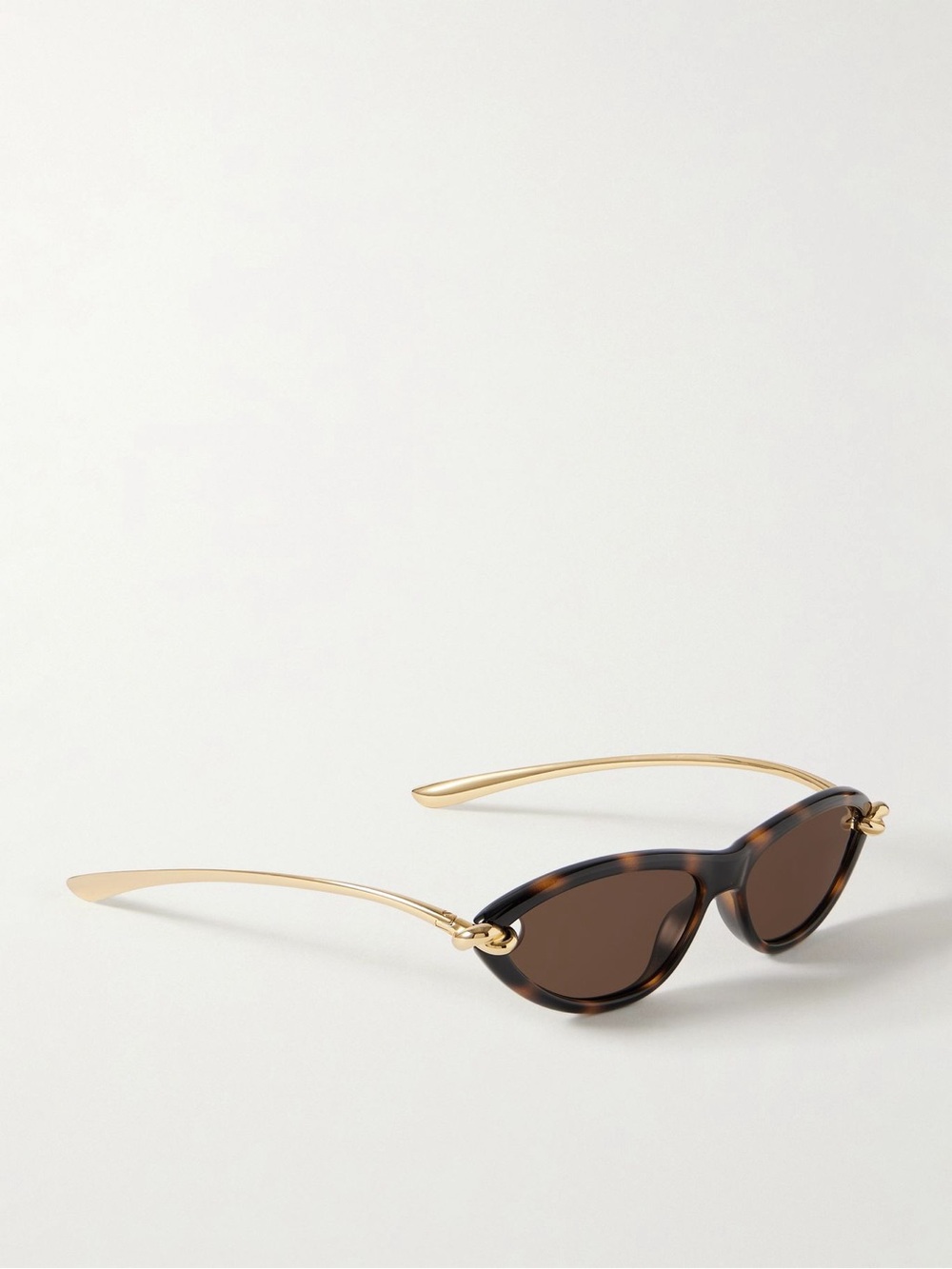 Bottega Veneta New Knot cat-eye tortoiseshell acetate and gold-tone sunglasses